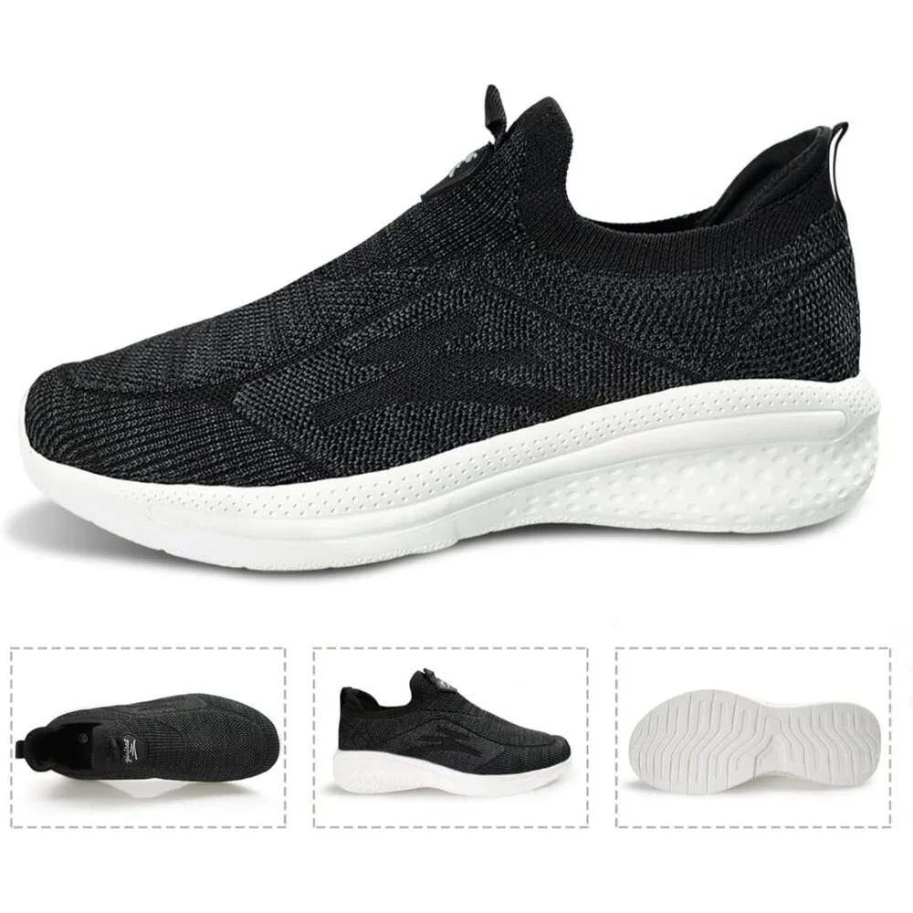 Women's Black White Lightweight Comfort Workout Casual Non Slip Fashion Sneakers - Picture 5 of 6